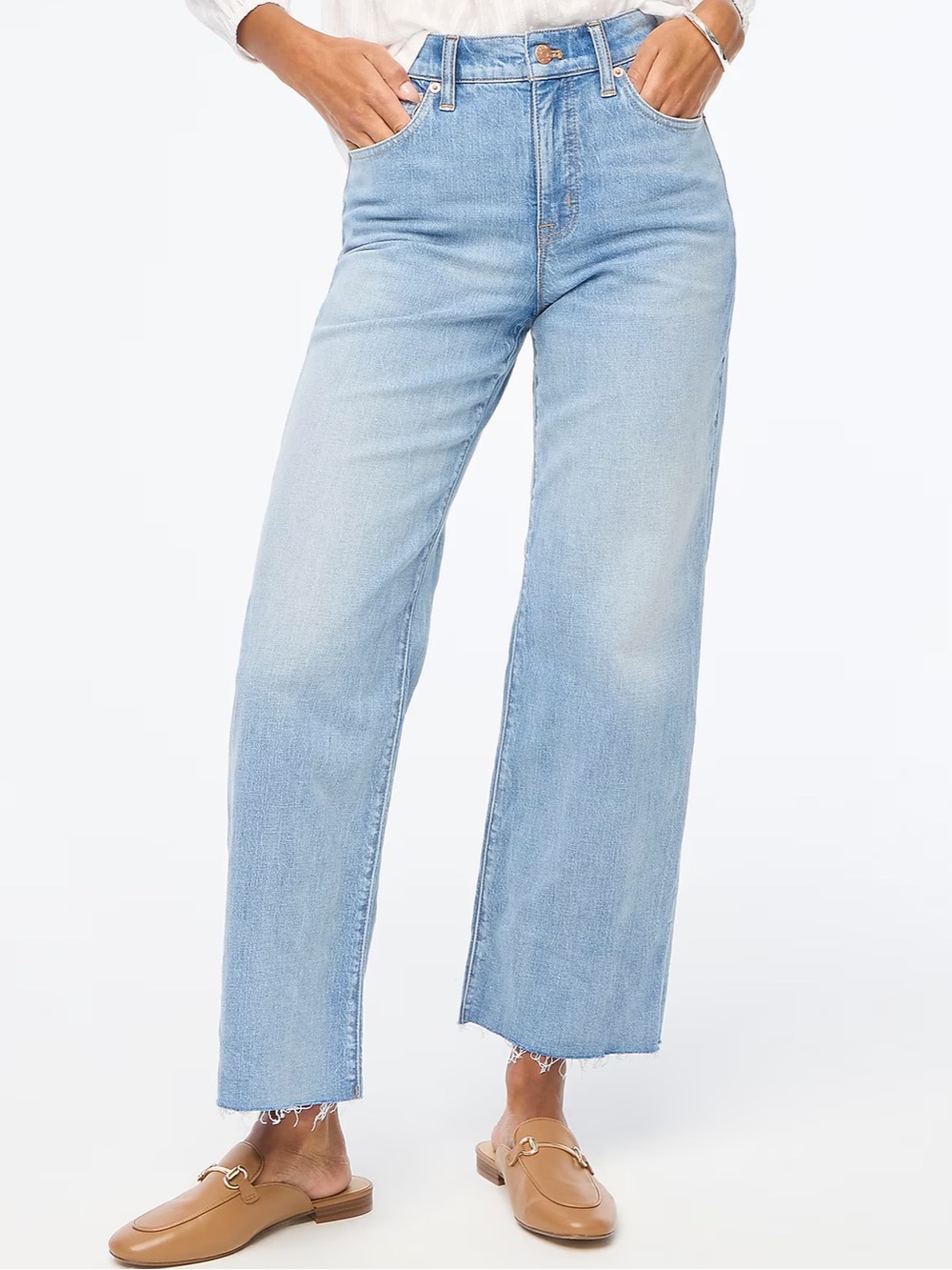 J. Crew Factory Light Blue High-Rise Wide-Leg cropped Jeans size 26